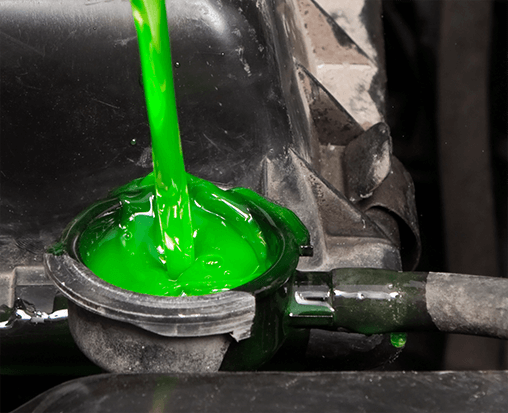 绿色物质被倒进机械容器。